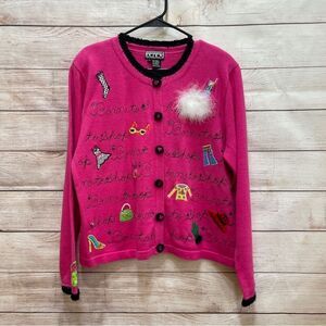 VINTAGE BEREK BORN‎ TO SHOP EMBROIDERED AND EMBELLISHED SWEATER IN PINK